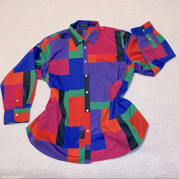90s Ralph Lauren Multi Colour Button Down - Picture 1 of 5